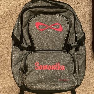 Infinity cheer backpack with Samantha name embroidered